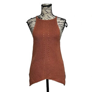 Zara Womens Brown Crochet High Neck Open Knit Tunic Sheer Cowgirl Festival S